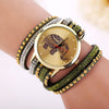 Creative Watches Girl Elephant Rivet Bracelet Quartz Braided Winding Wrap Watch 1PC Quartz Watch relogio feminino