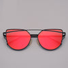 Hot Sale Mirror Flat Lense Women Cat Eye Sunglasses Classic Brand Designer Twin-Beams Rose Gold Frame Sun Glasses for Women