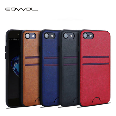 Eqvvol Slim PU Leather Case For iPhone X 8 7plus Case Luxury Back Cover Card Holder Wallet Mobile Phone Bag For iPhone 6 6s Case