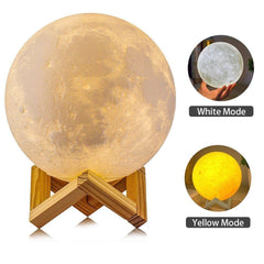 LED Night Light 3D Printing Moon Lamp Dimmable Touch Control USB Charging Light